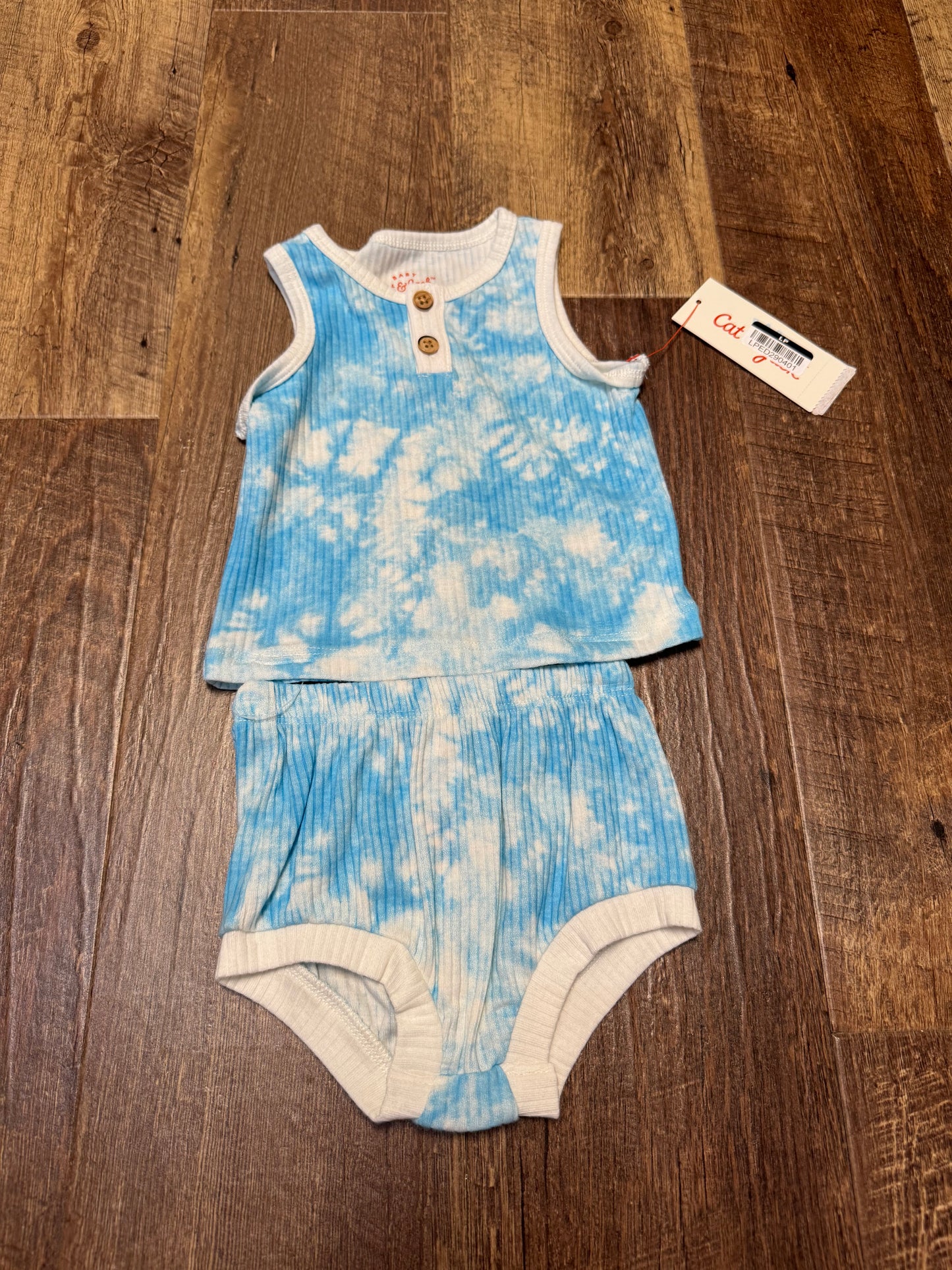0-3M Cat&Jack Blue TieDye Outfit