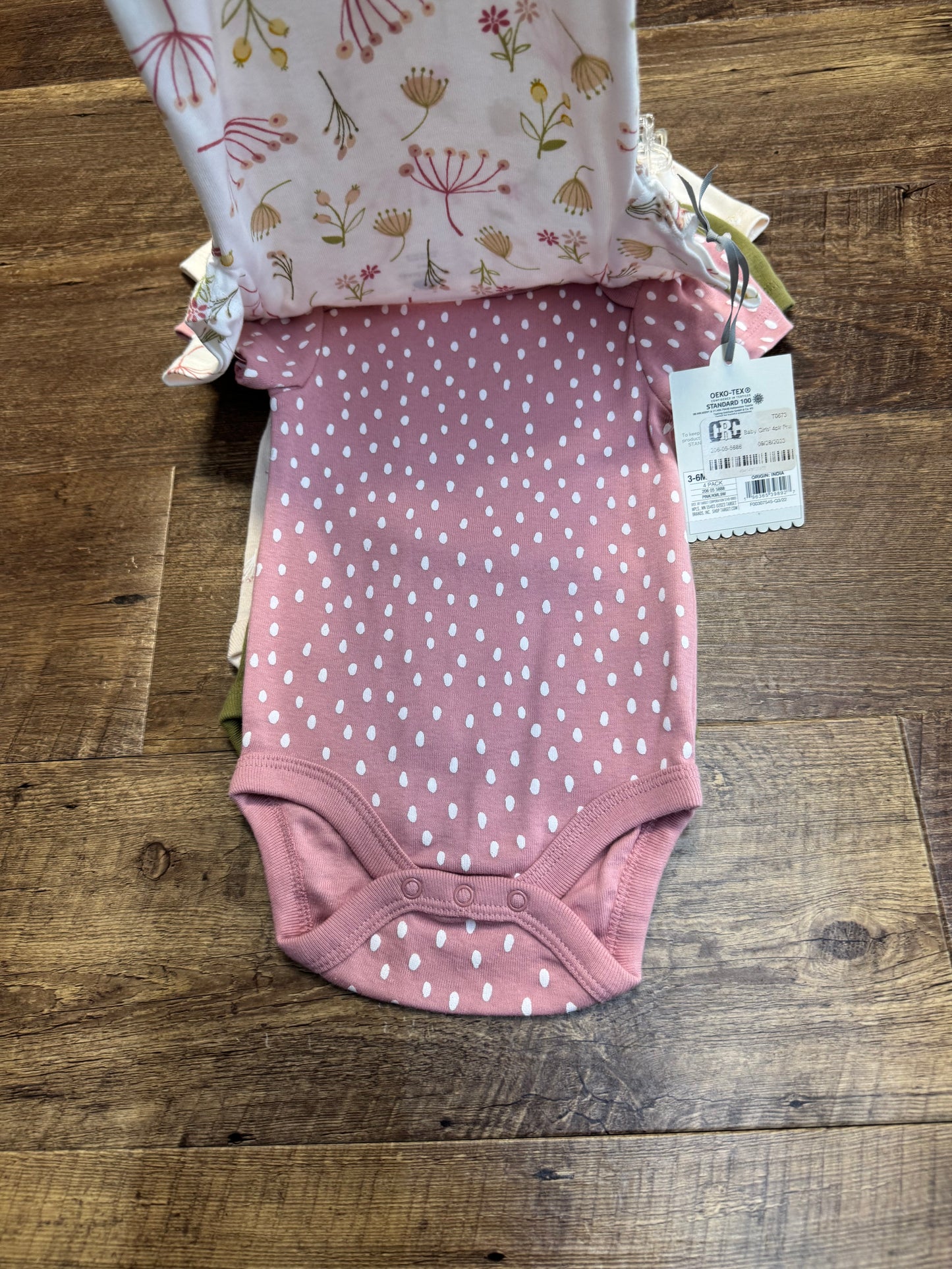 3-6M Cloud Island 4pk Short Sleeve Bodysuits