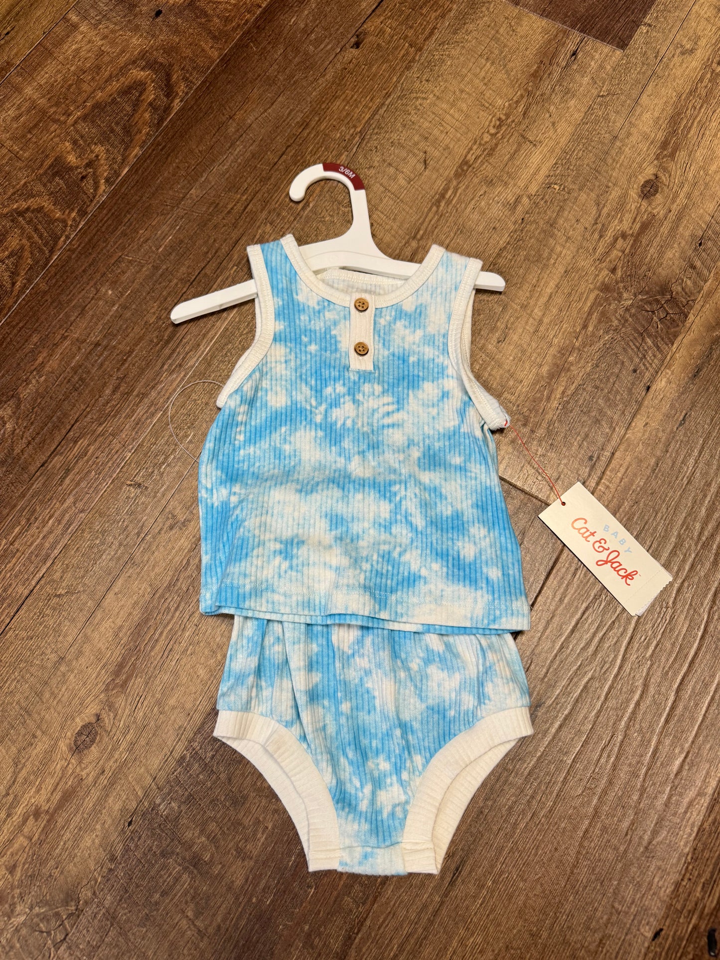 3-6M Cat&Jack Blue Tie-Dye Outfit