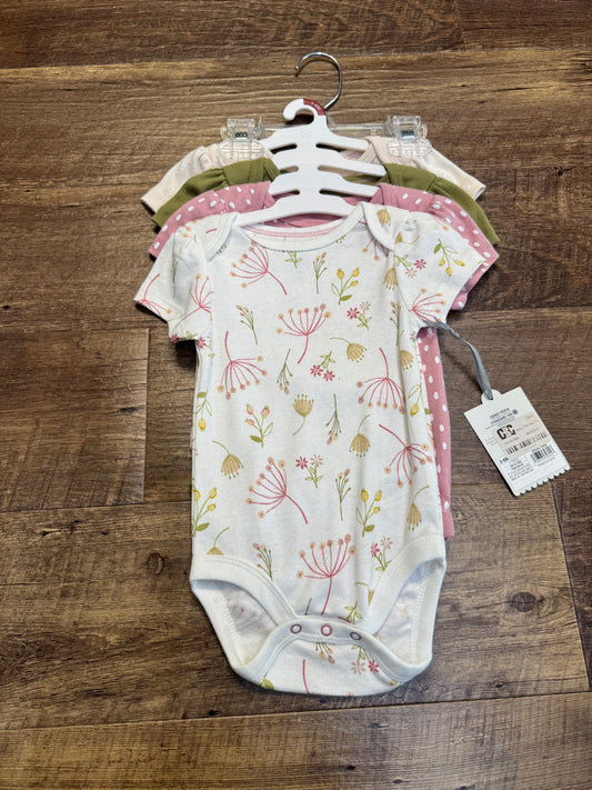 3-6M Cloud Island 4pk Short Sleeve Bodysuits