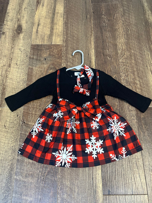 6-9M PatPat Snowflake Dress with Hair Bow